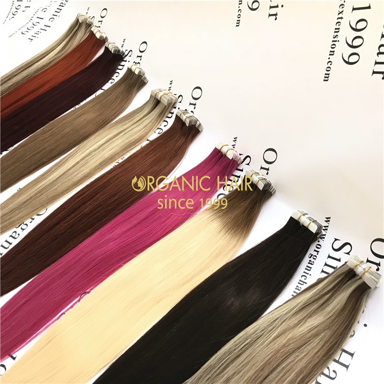 Human hair tape in hair extensions at wholesaler price C28